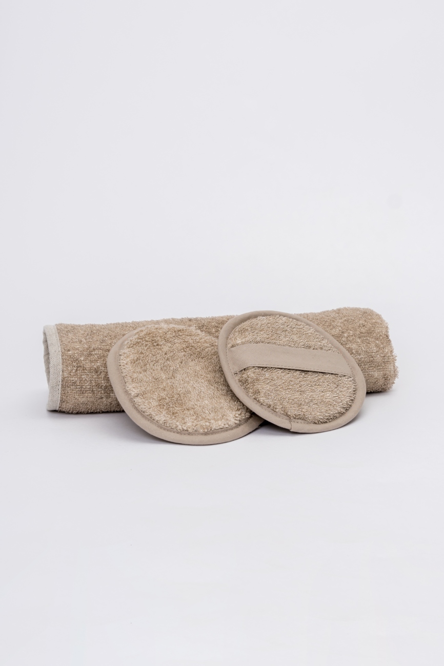 Set of 2 shower pads from linen cotton blend