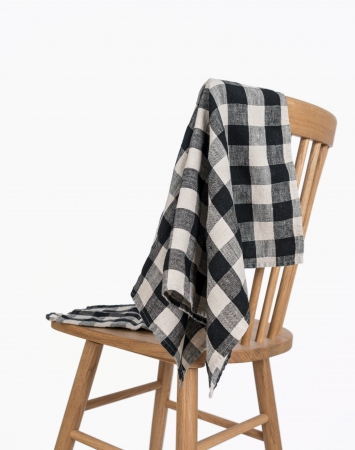 Set of dish towels with black checks