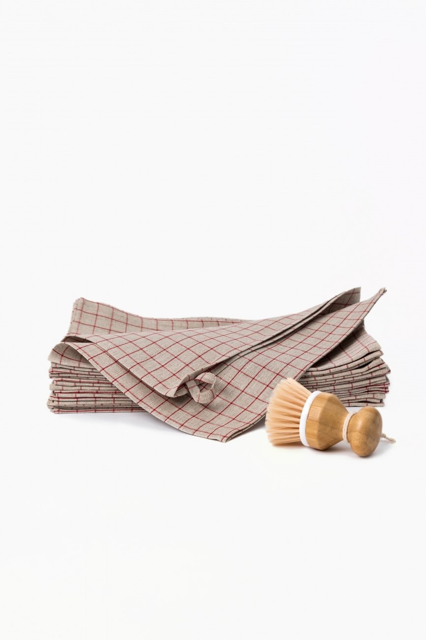 Set of dish towels with checks