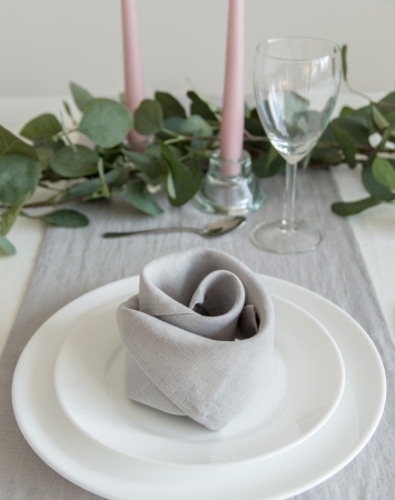 Set of light grey washed linen napkins