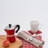 Set of red linen table placemats with ckecks