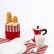 Set of red striped linen table placemats