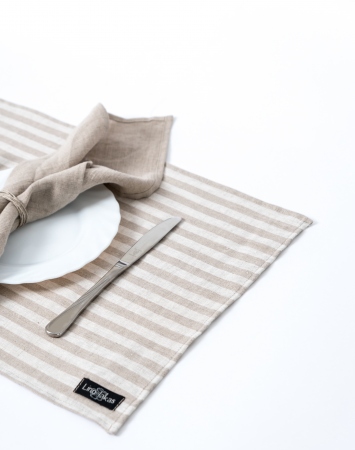 Set of striped linen table placemats