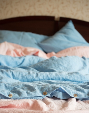 Sky blue duvet cover with buttons