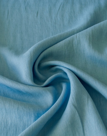Sky blue washed linen fabric