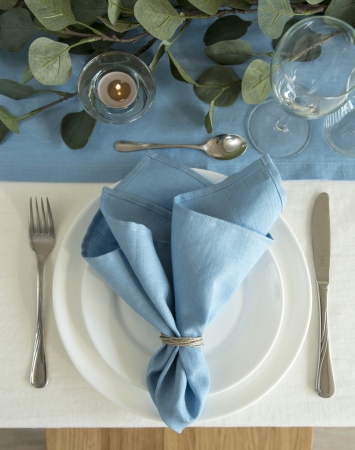Sky blue washed linen napkins