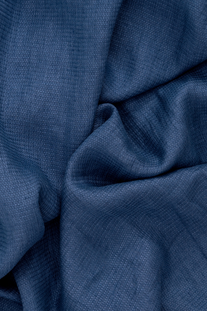 Small waffle linen fabric in ink blue