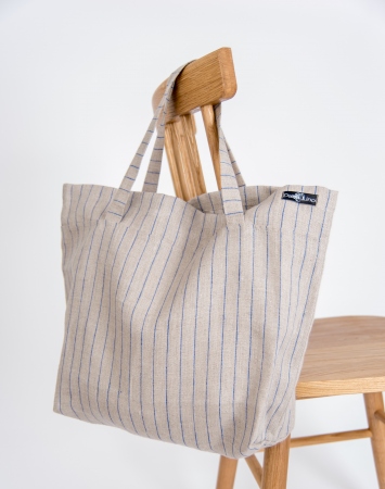 Striped linen shopper bag