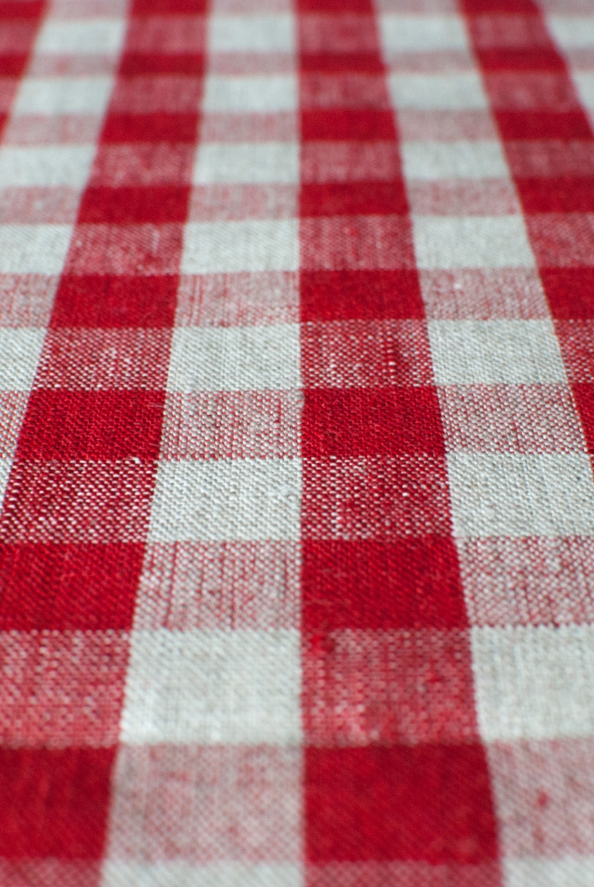 Vichy red & natural linen with gingham pattern