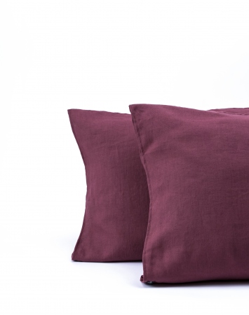 Washed linen pillowcase in marsala