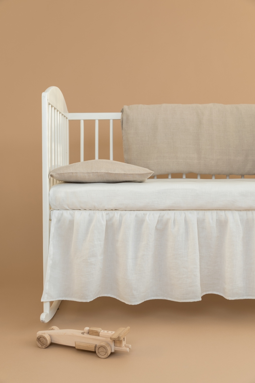 White three-piece baby bedding set
