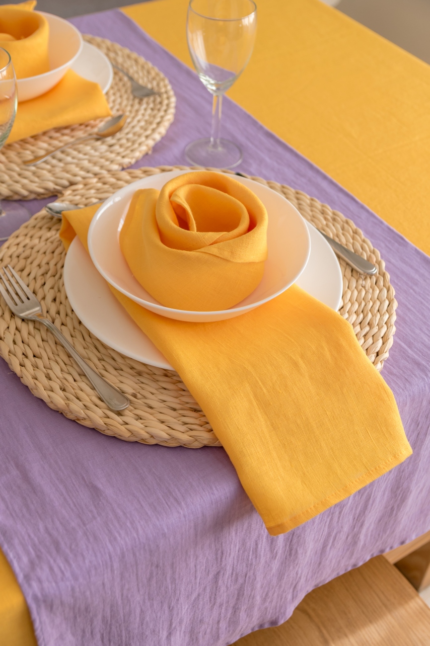 Yellow washed linen napkins